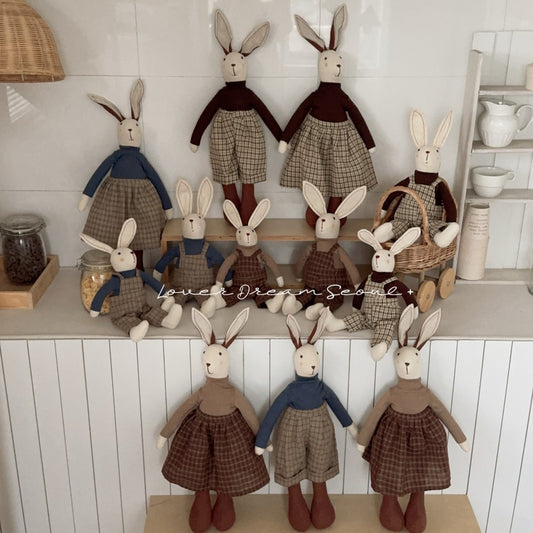 Korean Autumn and Winter New Maillard Style Coffee Color Cotton Filled Fabric Bunny Doll Cute Doll Doll Decoration