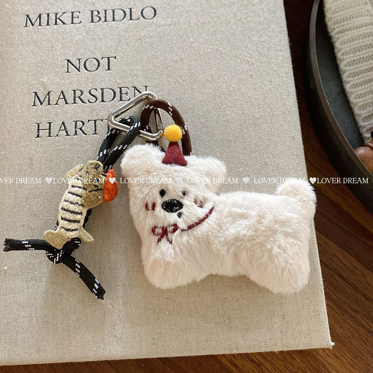 Korean Autumn and Winter New Cartoon Plush Bear Love Lanyard Keychain Fashion Cute Bag Pendant Ornaments