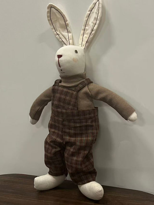 Korean Autumn and Winter New Maillard Style Coffee Color Cotton Filled Fabric Bunny Doll Cute Doll Doll Decoration